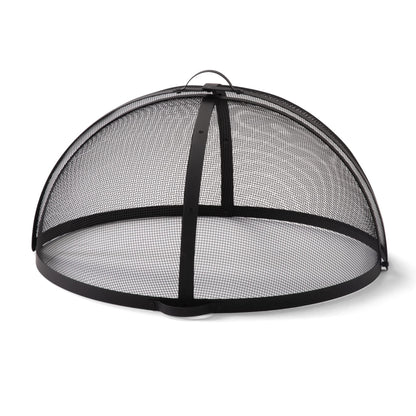 SUNCREAT Outdoor Fire Pit Spark Screen Cover Accessory, Patio Round Easy-Opening Fire Mesh Screen Guard, Heavy Duty Steel Fire Pit Ember Lid with Hinge, 32 Inch