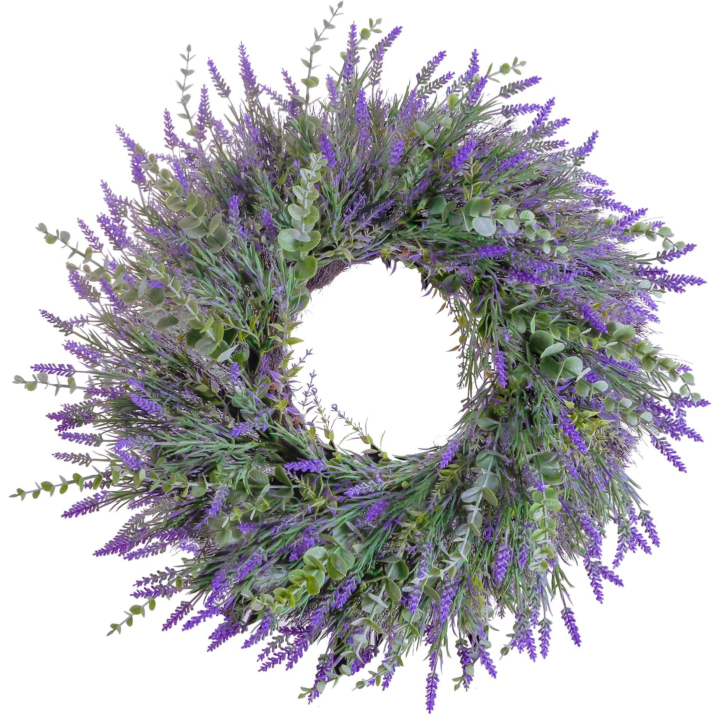 24'' Lavender & Eucalyptus Wreath for Front Door, Window - Artificial Eucalyptus Leaves Greenery Outdoor Wreath for Wedding Farmhouse Porch Wall Room Home Decor