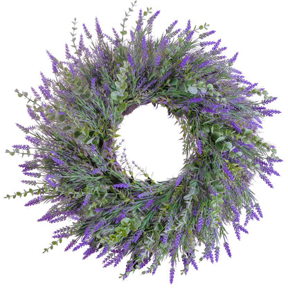 24'' Lavender & Eucalyptus Wreath for Front Door, Window - Artificial Eucalyptus Leaves Greenery Outdoor Wreath for Wedding Farmhouse Porch Wall Room Home Decor