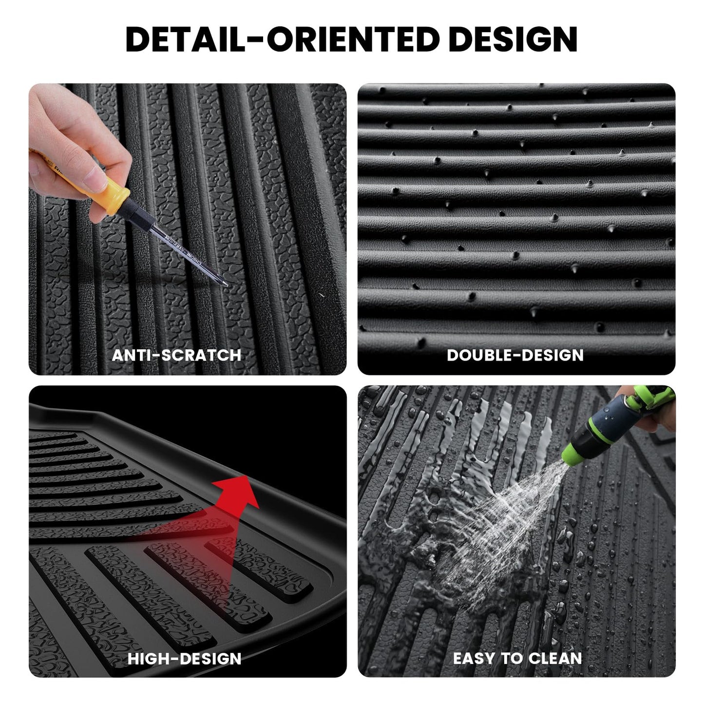 LASFIT Cargo Mat for Toyota 4Runner 2010-2024 (Only Fit 5-Seats) Back Seat Protector for 5th gen 4Runner Seater Accessories (Fit W/O Sliding Cargo Tray, Rear Backrest Mats+Rear Trunk Mat)