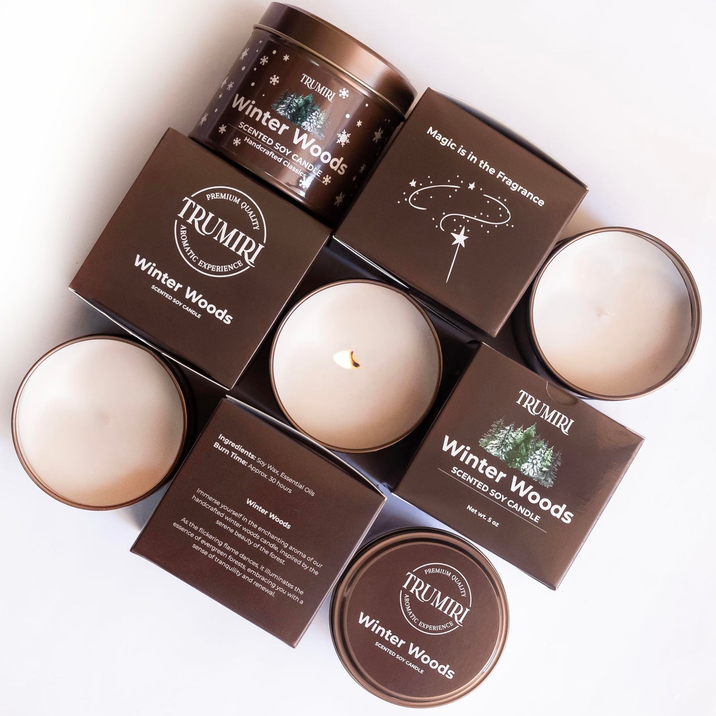 Winter Woods - Soy Candles for Home Scented - for Fall Christmas Holidays - 5oz Natural Clean Non Toxic - Long Lasting Highly Scented Pet Safe Luxury Tin - Velas Aromáticas Para el Hogar - Pine Candel