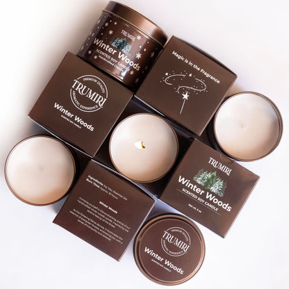 Winter Woods - Soy Candles for Home Scented - for Fall Christmas Holidays - 5oz Natural Clean Non Toxic - Long Lasting Highly Scented Pet Safe Luxury Tin - Velas Aromáticas Para el Hogar - Pine Candel