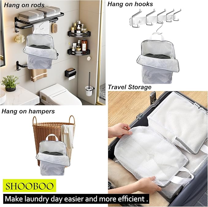 2-Pack Hanging Laundry Bag for Washing Machine, Large & XL Mesh Laundry Bags