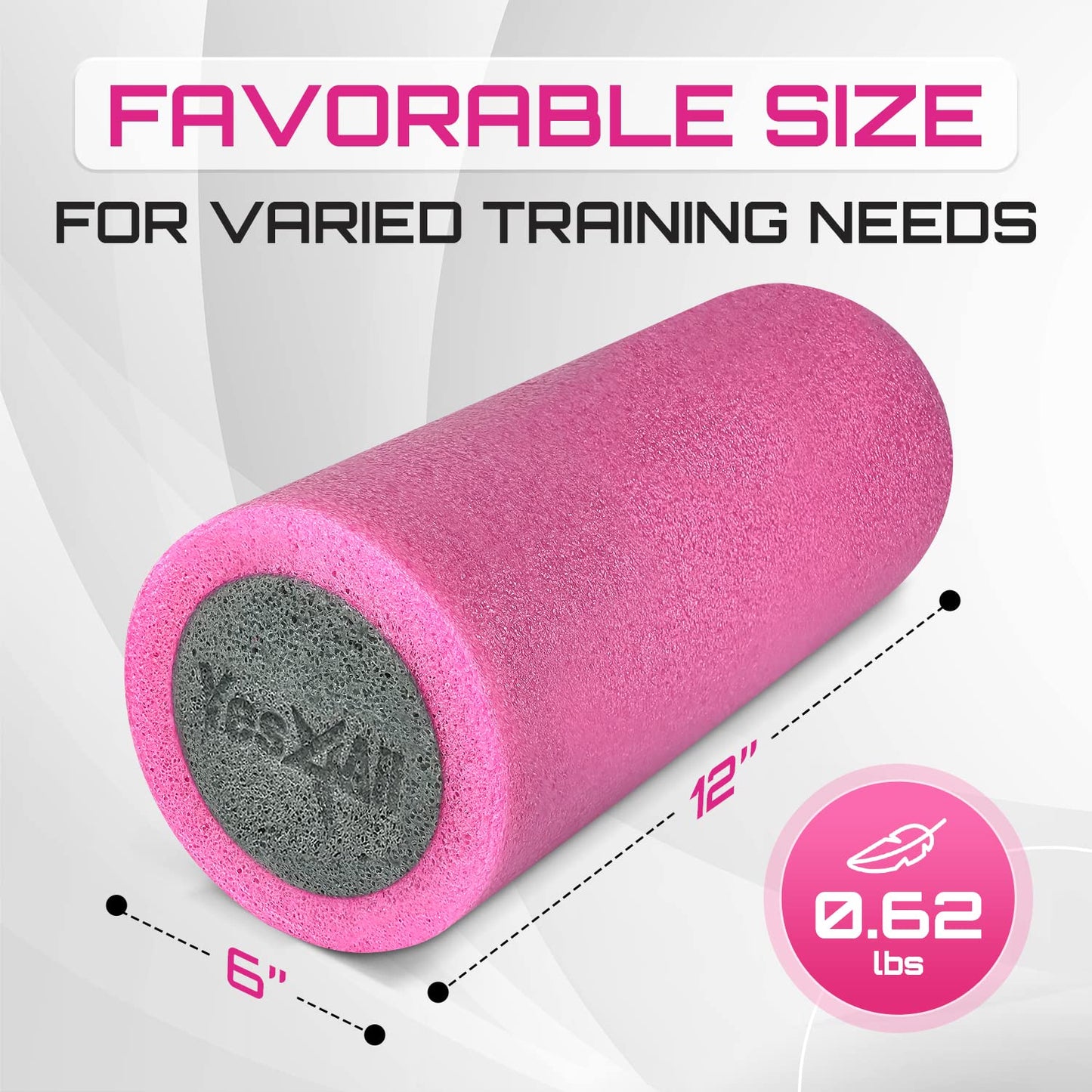 Yes4All Medium Firm Foam Rollers for Yoga & Pilates, Available in 12, 18, 24, 36 inch, Two-Layer PE Yoga Roller for Massage