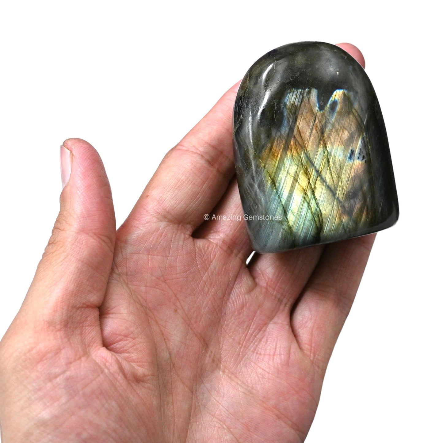 Amazing Gemstone Large Labradorite Crystal Standing Palm Stone - Labradorite Palm Stones and Crystals, A++ Grade Gemstones and Crystals - Healing Crystals and Healing Stones Office Home Decor Gifts