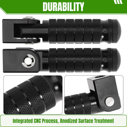 M8 Motorcycle Footrests For Yamaha For Honda For Suzuki For Aprilia 90 Degree Foldable Footpegs Motorbike MiniBike Dirt Pit Bike CNC Motorcycle Folding Footpegs Rearsets Folded Footrest (Black)