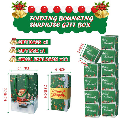 Surprise Gift Box Explosion for Money, Unique Folding Bouncing Red Envelope Gift Box with Confetti, Cash Explosion Luxury Box for Birthday Anniversary Valentine Proposal - Green Christmas