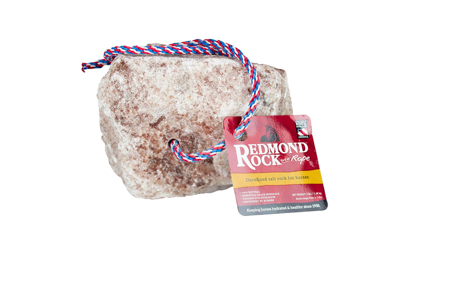 Redmond - Rock on a Rope Unrefined Salt Rock for Horses; 3 to 5 lbs- …