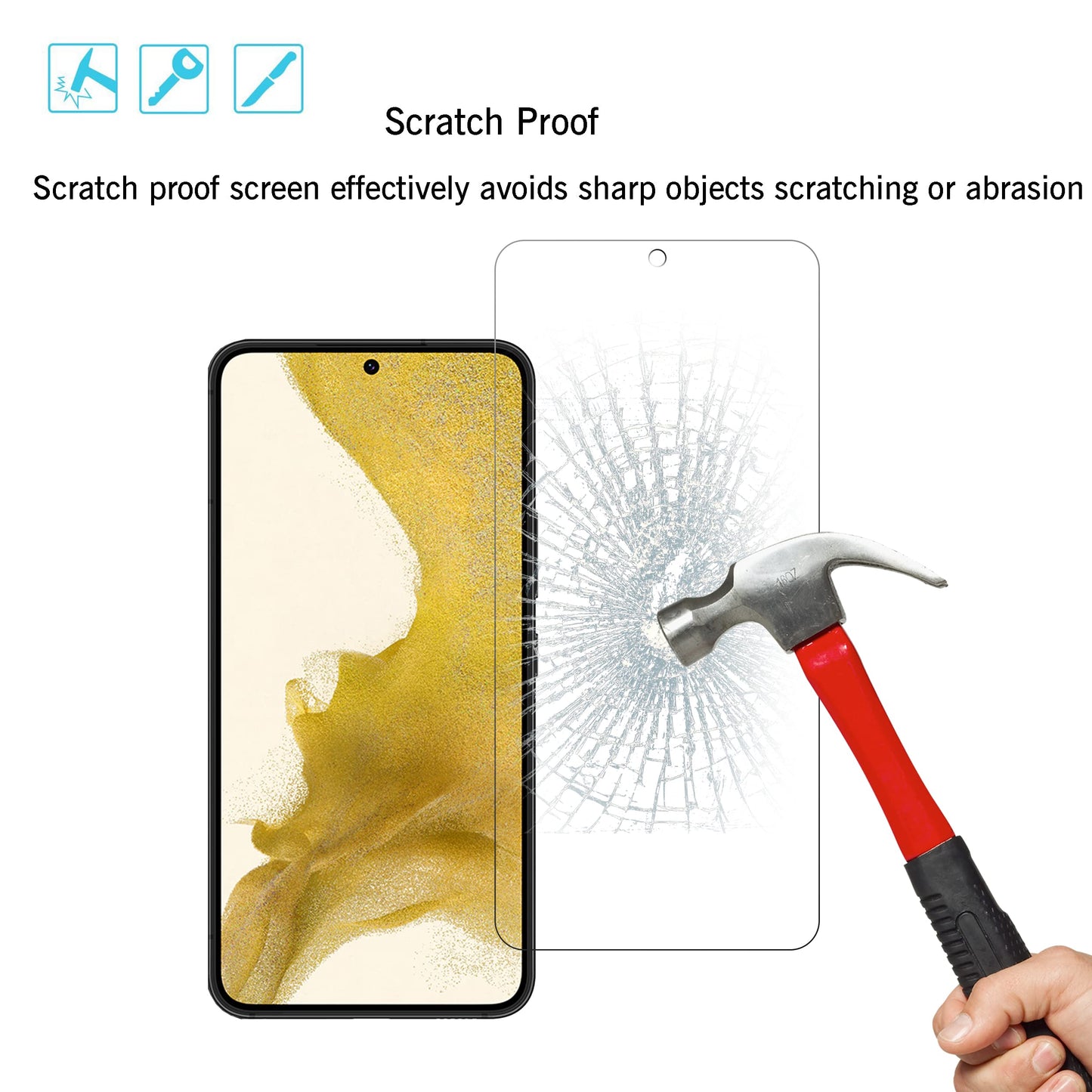 Ailun Screen Protector for Galaxy S22+/S22 Plus 5G 6.6 Inch Display 3Pack + 3Pack Camera Lens Tempered Glass Fingerprint Unlock 0.25mm Clear Anti-Scratch Case Friendly [Not For S22 Ultra]