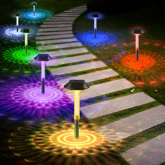 ALEPOD Color Changing Solar Pathway Lights - 8 Pack IP68 Waterproof Outdoor Solar Lights with 7 RGB Lighting Modes for Yard, Garden, Walkway, Pathway, Backyard, Lawn, Landscape Decoration