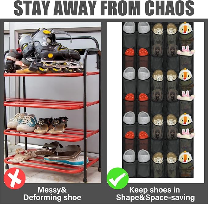 Windyun 40 Over the Door Shoe Organizer Large Breathable Mesh Pockets Hanging