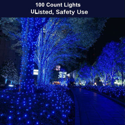 ODEETRONIC Christmas Blue Lights, 21.63ft 100 Count Incandescent String Lights Connectable, 120V UL Certified Christmas Indoor String Lights for Xmas, Tree, Party, House, Garden Decor, Green Wire