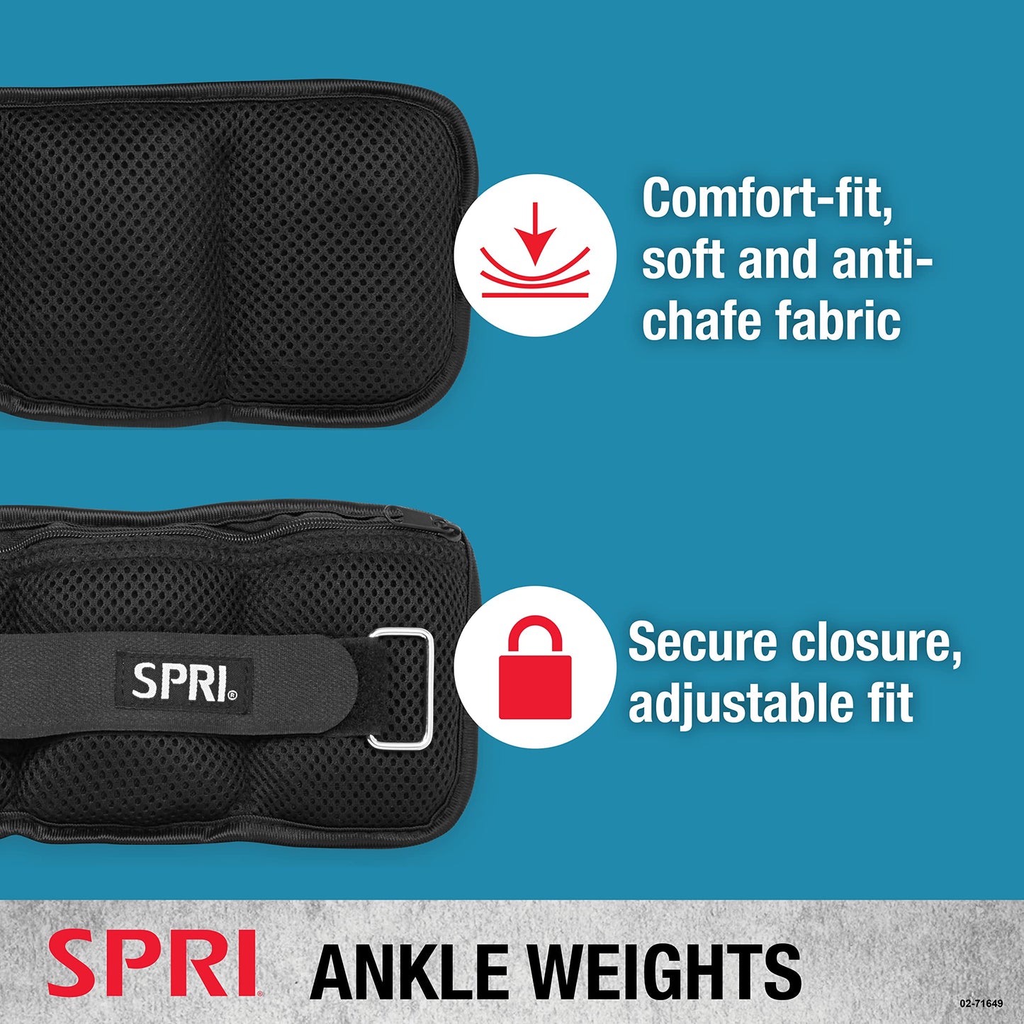 SPRI Adjustable Ankle Weights - Walking Weights for Strength Training Exercises, Resistance Endurance Workouts, General Fitness - For Strengthening & Toning Lower Body - 20lb Set (10lb Each)