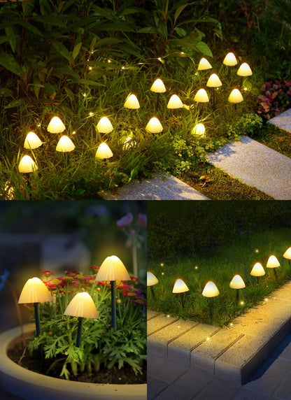 Solar Mushroom Garden Lights for Outside, 20 LED 32.8FT Solar Pathway Lights Outdoor Waterproof for Fence with 8 Lighting Modes for Patio Yard Decorative