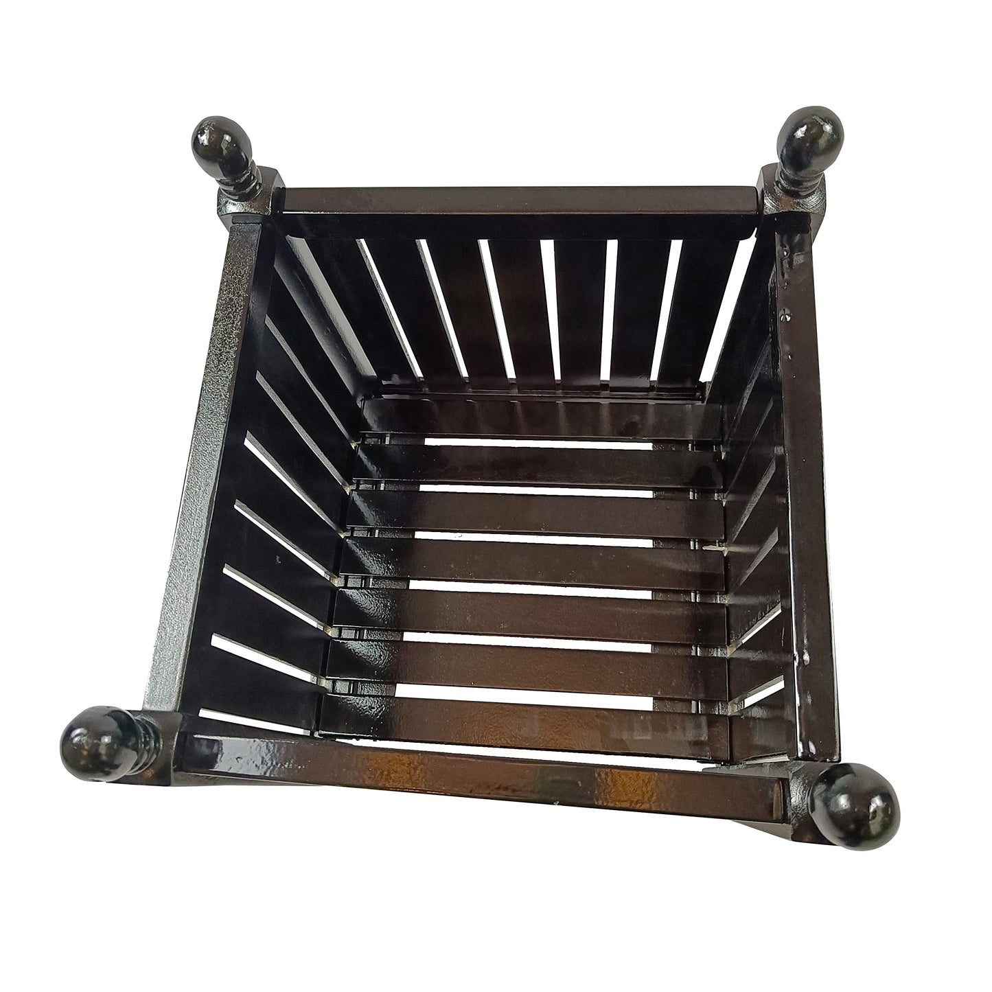 espidoo Square Wooden Planter Box: Solid Wood Outdoor Flower & Herb Pot - Decorative Garden Planter with Slatted Sides for Porch Patio & Deck - Easy Assembly Black Planter Box