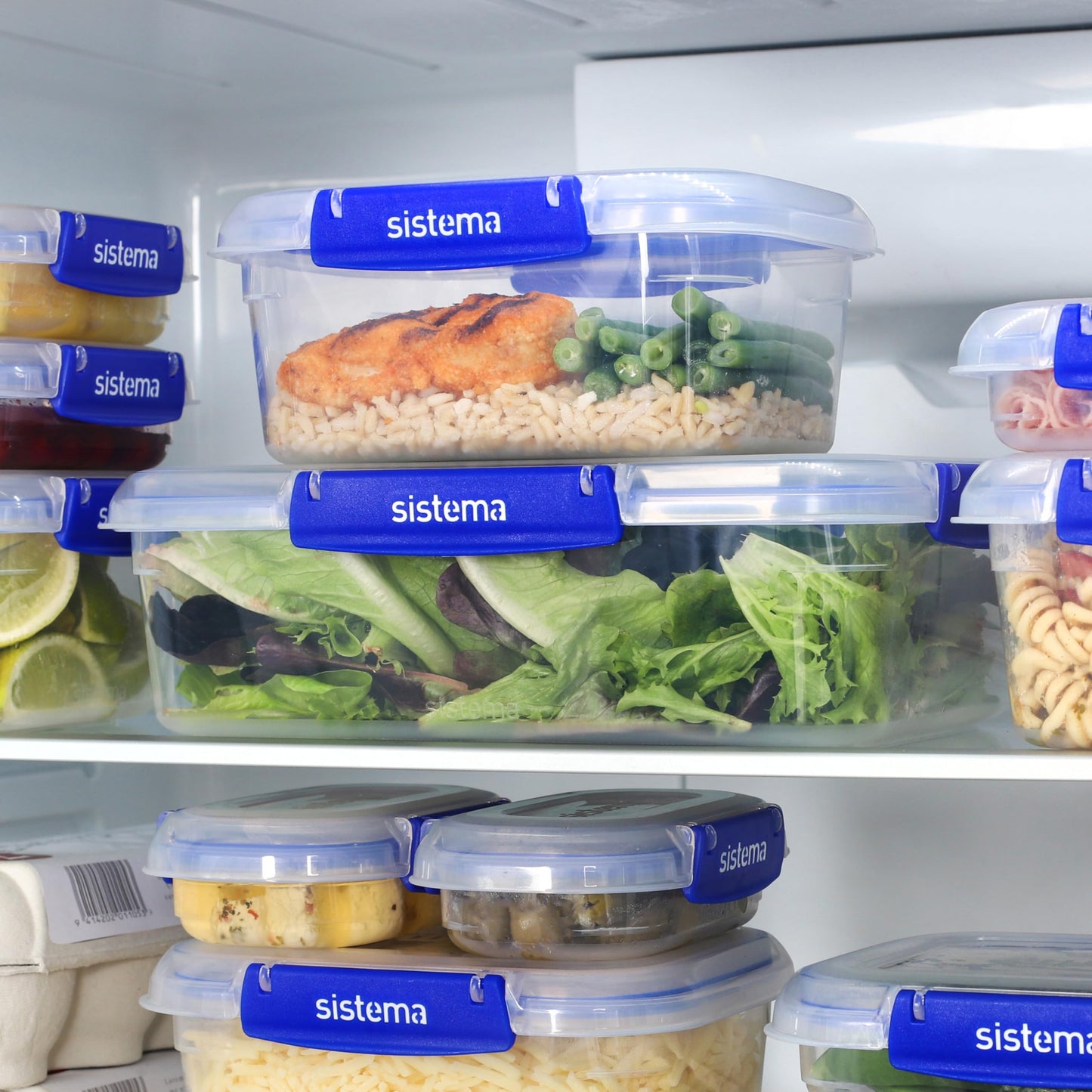 Sistema KLIP IT PLUS Leakproof Food Storage Containers | 1 L | Airtight, Stackable & Nestable Meal Prep Containers with Lids | School Lunch Boxes | 3 Count