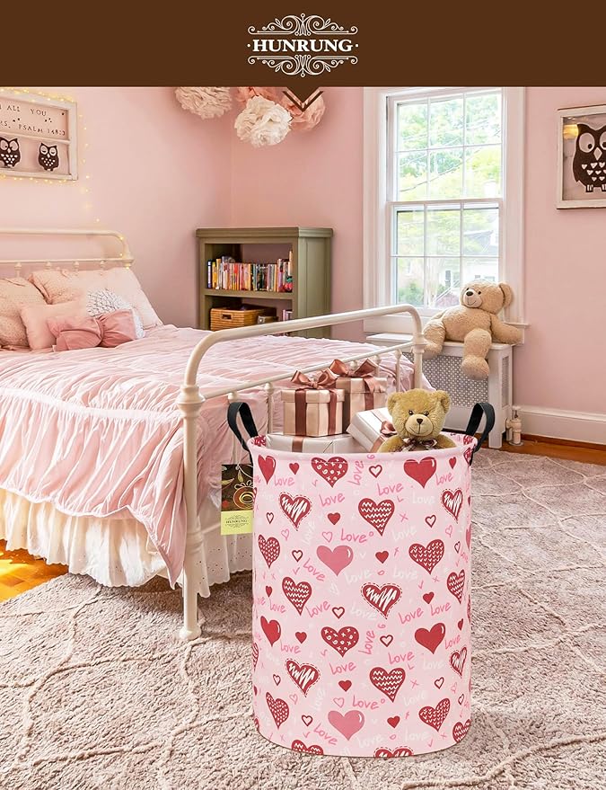 HUNRUNG Laundry Hamper, Large Canvas Fabric Lightweight Storage Basket Toy