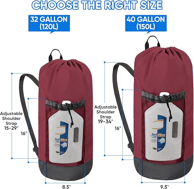 BALEINE 120L Laundry Bag Backpack, 900D Oxford Fabric Large Travel Laundry Bags