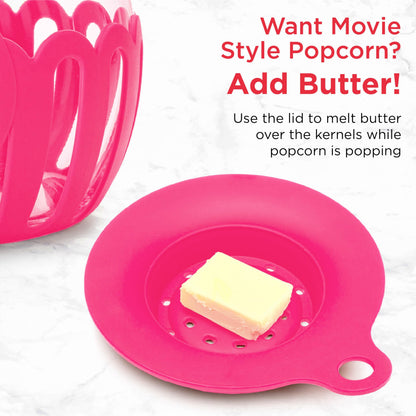 Ecolution Patented Micro-Pop Microwave Popcorn Popper with Temperature Safe Glass, 3-in-1 Lid Measures Kernels and Melts Butter, Made Without BPA, Dishwasher Safe, 3-Quart, Aqua