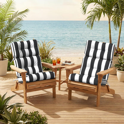 TWLEAR Outdoor High Back Patio Chair Cushions, Tufted Rocking Chair Cushions, Adirondack Cushions for Garden Porch Home Office Chair Use, 44” x 22” x 4”, 2 Pack, Cabana Black