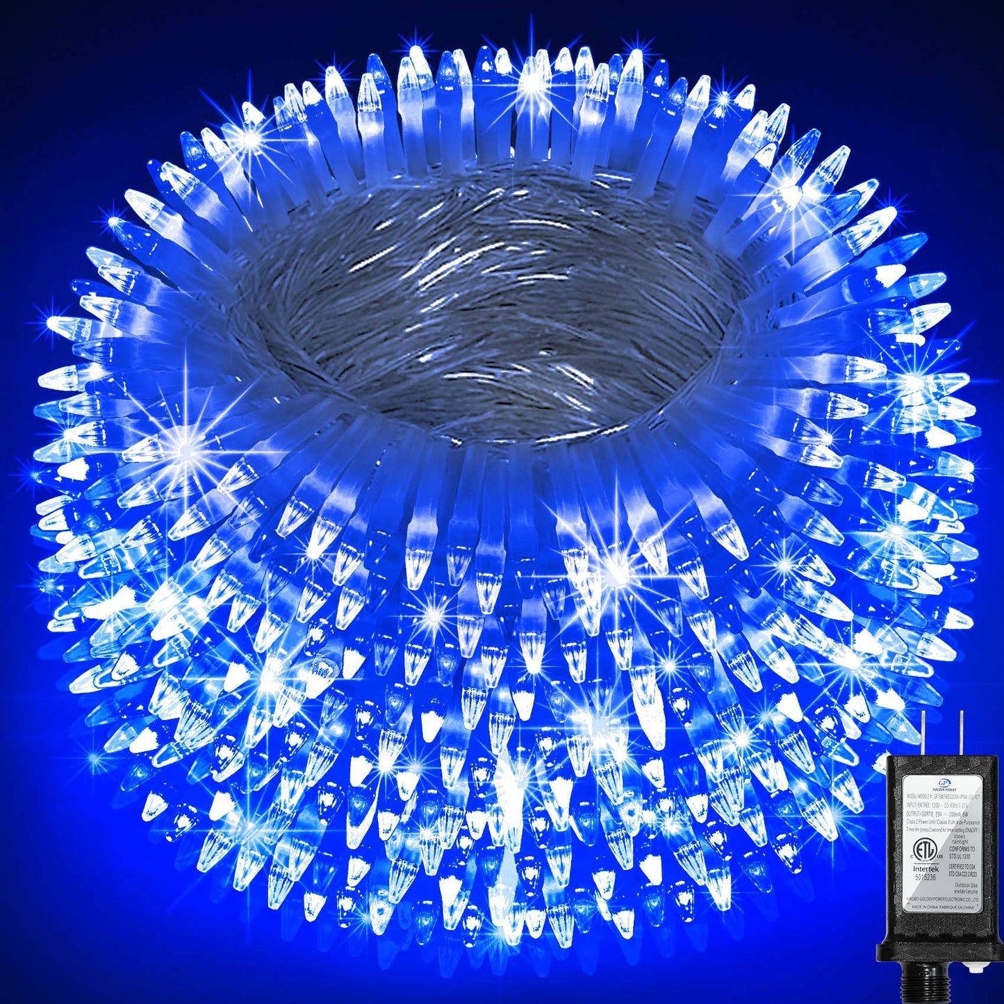 300LED Chrstmas Lights, 75ft Indoor Outdoor Christmas String Lights with 12 Modes, Blue LED String Lights with Timer Dimmable Waterproof for Outside Tree Fence Garden Xmas Wedding Party Decor Blue