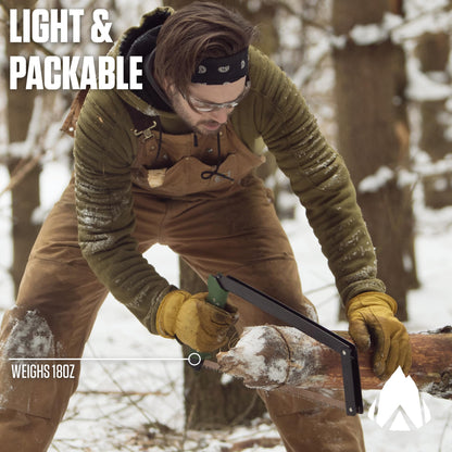 AGAWA - BOREAL21 Tripper Kit - Includes 21" Folding Saw, Nylon Carrying Case, 21" All-Purpose & 21" Aggressive Blade - For Camping, Hiking & Survival Gear (Black Frame/Green Handle)
