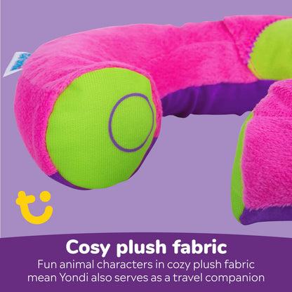Trunki Kid's Travel Neck Pillow And Chin Rest | Support Sleepy Heads in the Car Seat, Plane, Bike or Pram | Yondi SMALL Betsy (Pink)