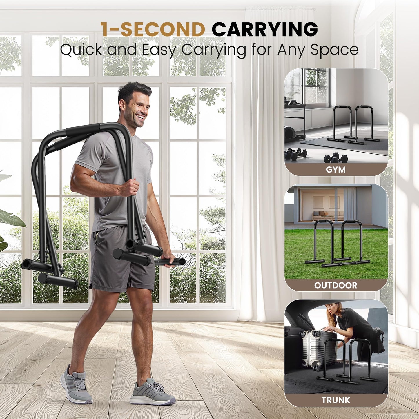 Sportsroyals Dip Bar, Adjustable Dip Stands Station for Home, Functional Heavy Duty Parallette Bars for Upper Body Workout (400/1200LBS Loading Capacity, 2025 New Version)