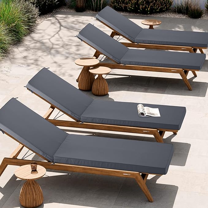 Chaise Lounge Cushion Outdoor, Waterproof and Stain-Resistant Lounge Deck