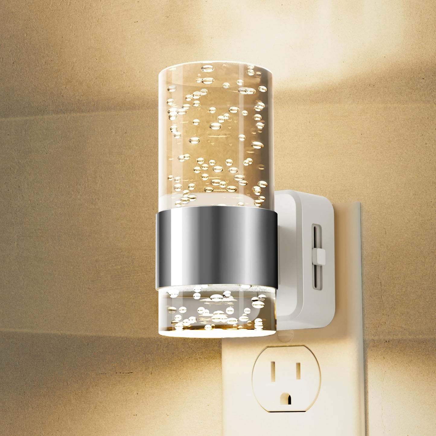 L LOHAS LED Night Light,Dimmable Night Lights Plug into Wall, 2 Pack Acrylic Nightlights with 0-100 LM Adjustable Brightness, 3000K Plug in Night Light with Dusk to Dawn Sensor, for Bathroom Hallway