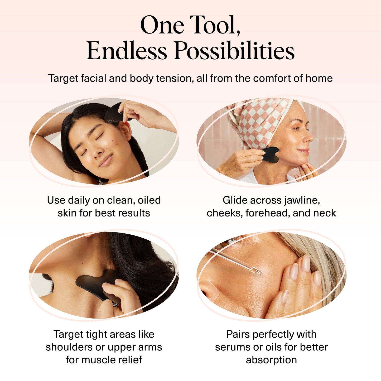 Kitsch Stainless Steel Gua Sha Facial Tools - Guasha Tool for Face, Face Sculpting Tool, Jawline Shaper, Double Chin Reducer, Body Gua Sha Tools, Lymphatic Drainage Massager, Facial Skin Care - Silver
