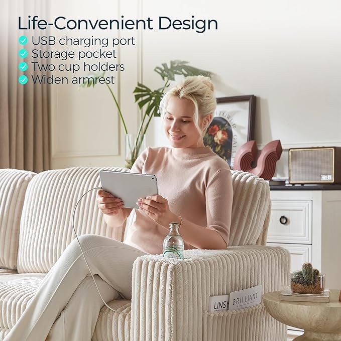 LINSY HOME Loveseat Sofa with Storage