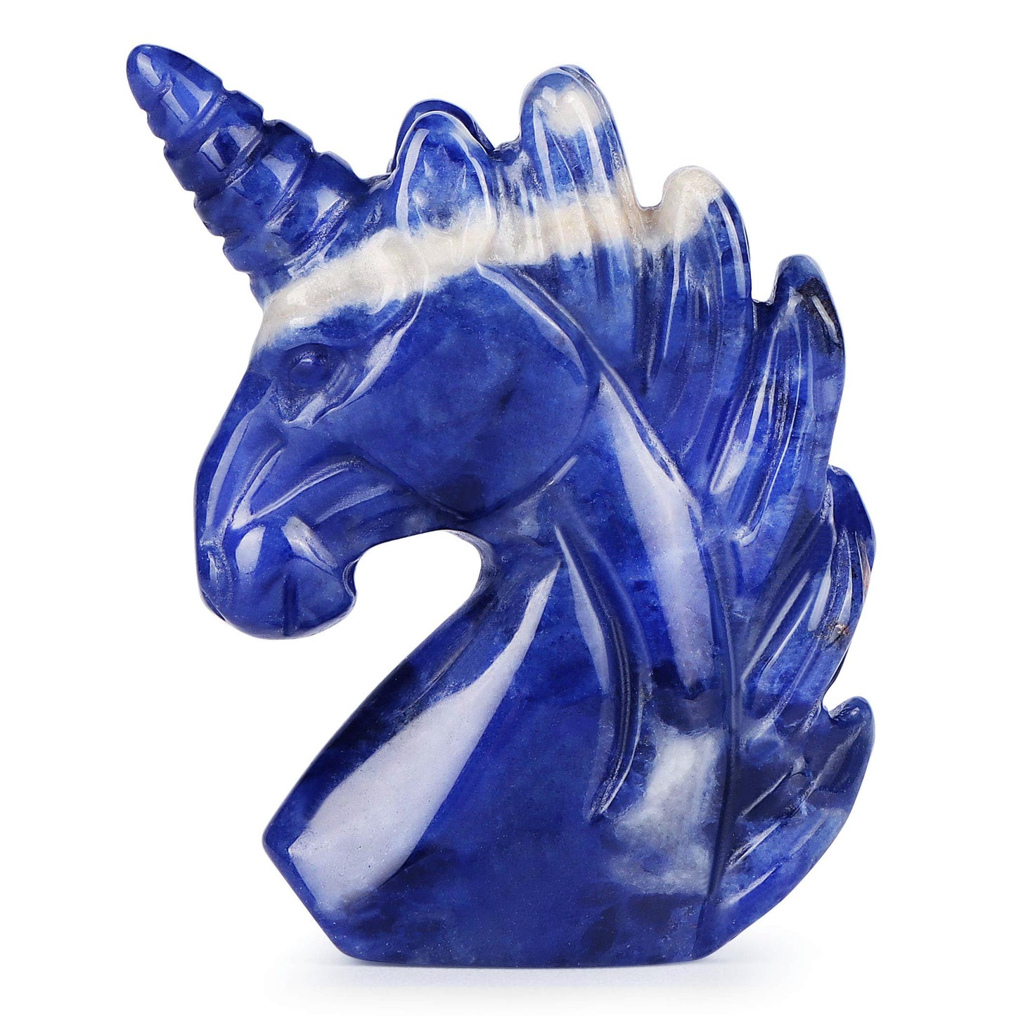 Artistone Crystal Unicorn Figurine Ornament Decor Hand Carved 2 Inches Sodalite Unicorn Statue Animal Healing Collectible Figurine Reiki Paperweight Home Office Girl Gifts