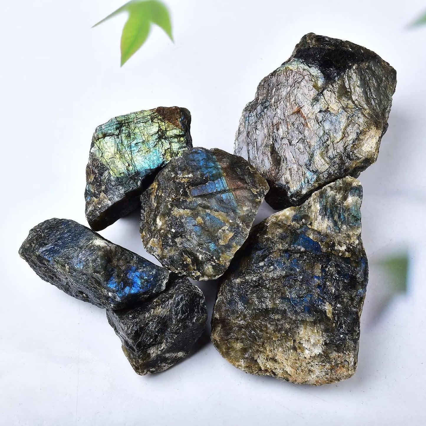 FZBHRO Raw Labradorite Stone Blue Rough Labradorite Rock Healing Crystal and Stone for Tumbling Meditation 0.8-1.3 Pound