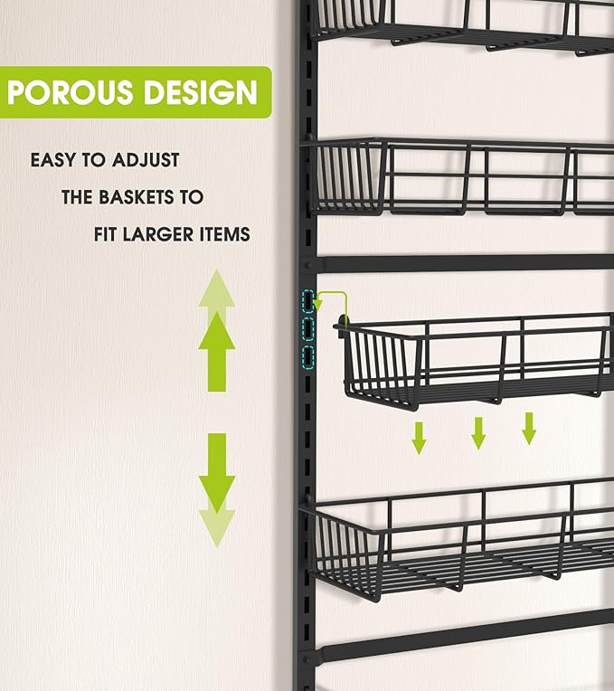 Over The Door Pantry Organizer, Pantry Storage and Organization, 6-Tier
