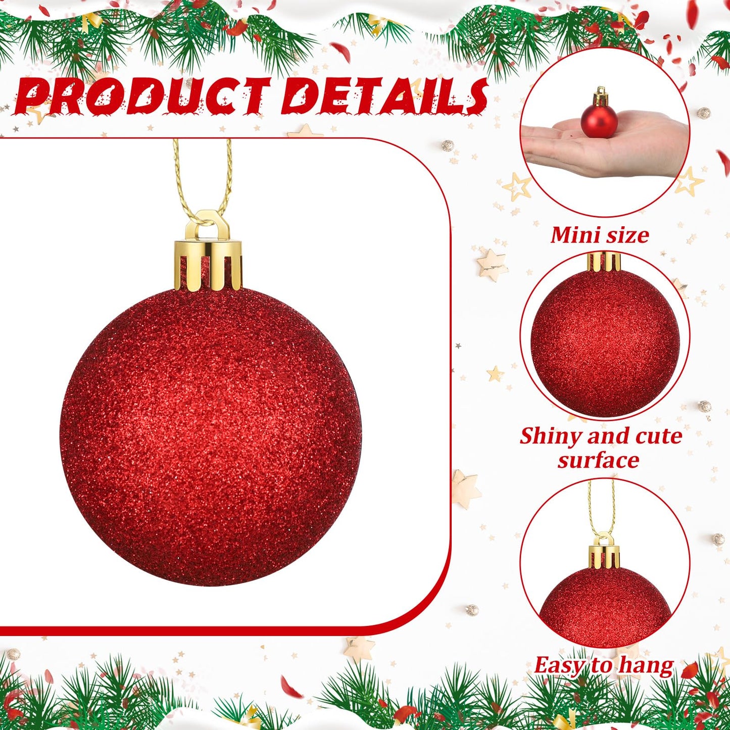 Jutom 12 Pcs Red and White Christmas Balls Ornaments for Tree 2.4 Inch Peppermint Candy Polka Dots Stripes Christmas Tree Decorations Shatterproof Xmas Baubles for Home Wreath Party Decor