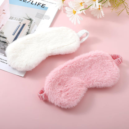 2 Pack Plush Sleeping Eye Mask Soft Plush Eye Mask Fuffy Eye Cover Comfortable Sleep Mask Blindfold Rainbow Faux Fur Eye Shade for Women, Men and Kids Travel Nap Sleeping 565488_2_3pL1H9vJ3