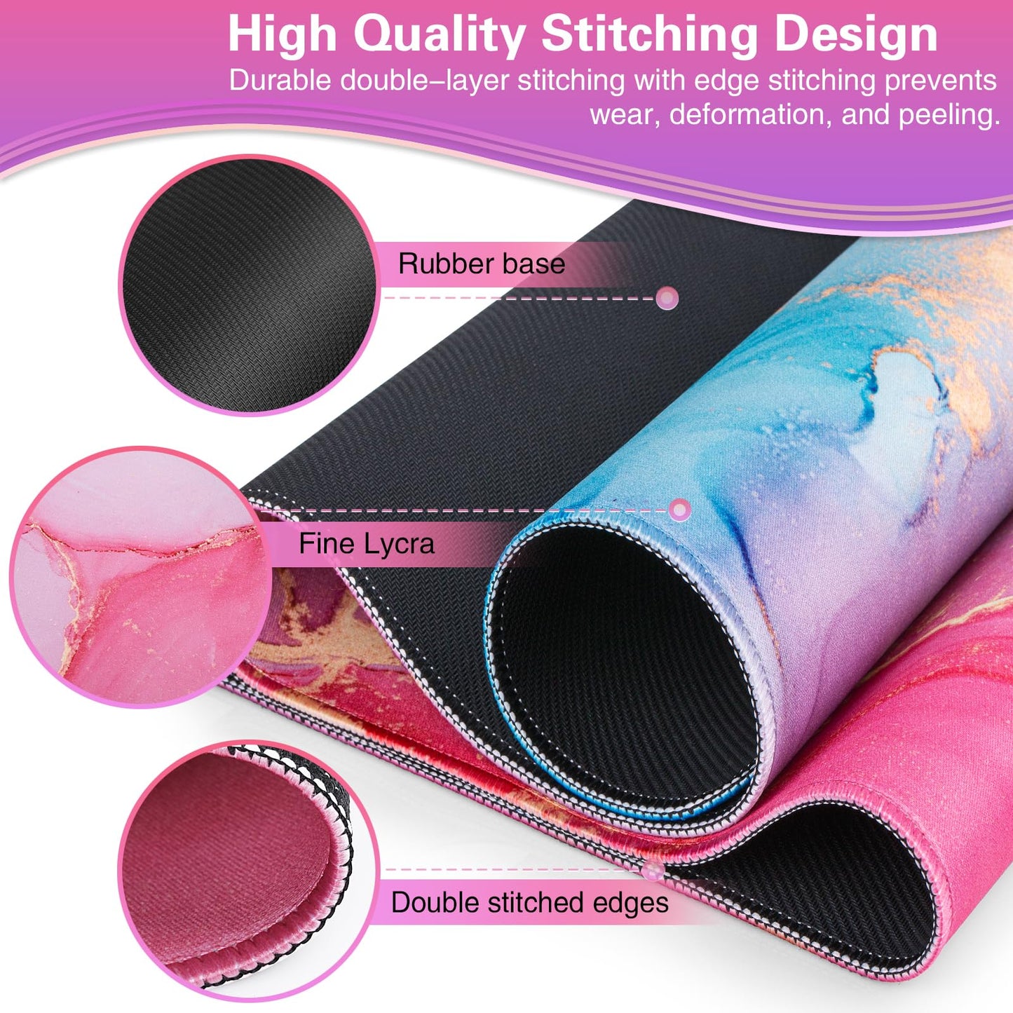 Acezeek Large Mouse Mat,Gaming Mouse Pad,900X400mm(35.4X15.7in) XXL Mousepad,Desk Protector Mat with Anti-Slip Base,Waterproof&Durable Mousemat for Gaming,Office,Home(Pink Blue)