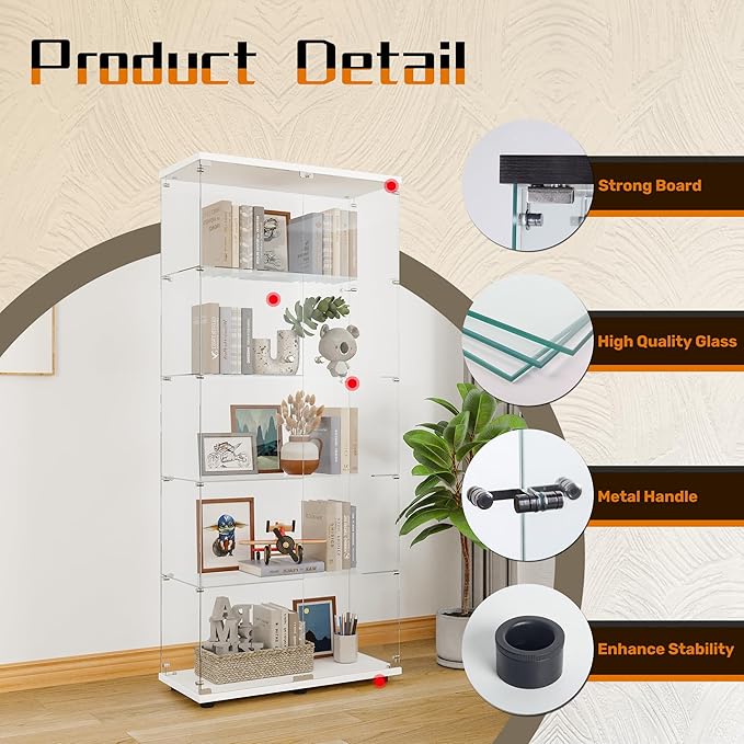 LFT HUIMEI2Y Glass Display Cabinet 5-Shelf