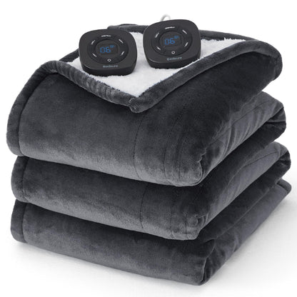 Bedsure Electric Blanket King Size - Dual Control Heated Blanket King Size, Fast Heating with 10 Time Settings & 10 Heat Settings, Warm Gift for Grandma (100x90 inches, Grey)