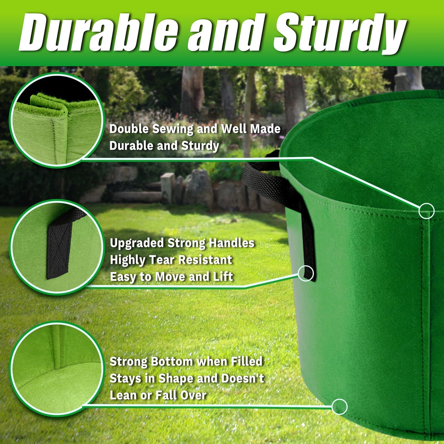 Sinimaka 10 Gallon Grow Bags, 7 Pack Colorful Fabric Plant Pots with Handles for Garden and Outdoor Planting