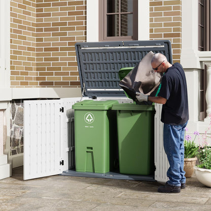 Garvee Outdoor Resin Storage Cabinet, 34 Cu ft Outdoor Storage Box Waterproof, Outdoor Storage Cabinet for Patio Tools, Sofa Cushion, Lawn Mower and Garbage Cans