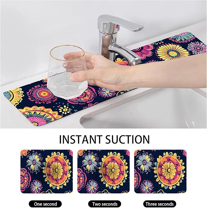 Bimkole 2 PCS Faucet Absorbent Mat, Kitchen Faucet Sink Splash Guard Wraparound