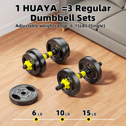 HUAYA Adjustable Dumbbell Set, 10-90lbs Free Weights with Connector – 4 in 1 Dumbbells, Barbell, Kettlebell & Push Up Stand, Adjustable Weights Set for Home Gym Fitness Equipment for Men & Women (Orange 30lbs (15lbs*2))