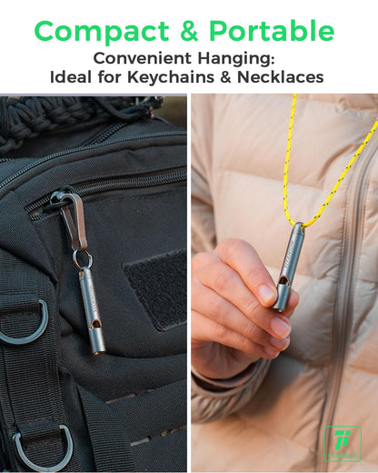 IUMIUN Titanium Pealess Emergency Whistle, 120-130dB High Frequency Safety Survival Whistle for Hiking Camping Boating Dog Training(Matte 1 Pack)
