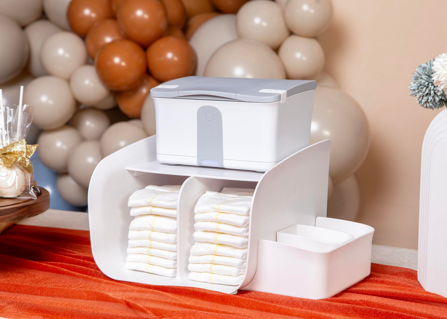 Ubbi Diaper Caddy Organizer, Stores Baby Diapers, Wipes & Baby Accessories, White