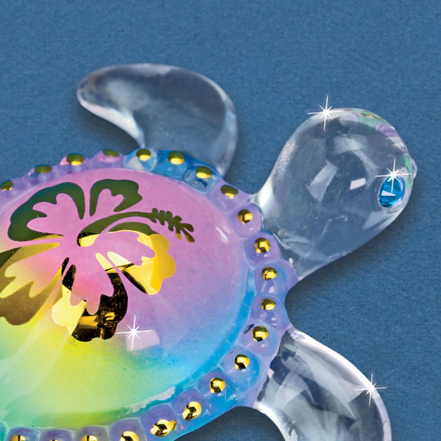 Glass Baron Island Pearl Sea Turtle Glass Figurine, Hand Blown & Sculpted with Austrian Crystal Accents, Collectible Ornament for Home Decor Table Centerpiece