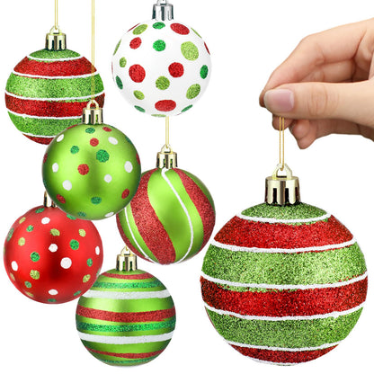 Liliful 6 Pcs Christmas Tree Ornaments 3.9'' Glitter Red Green White Hanging Ball Large Plastic Balls Swirl Candy Cane Peppermint Big Christmas Pendants Baubles for Holidays Xmas Tree Decoration