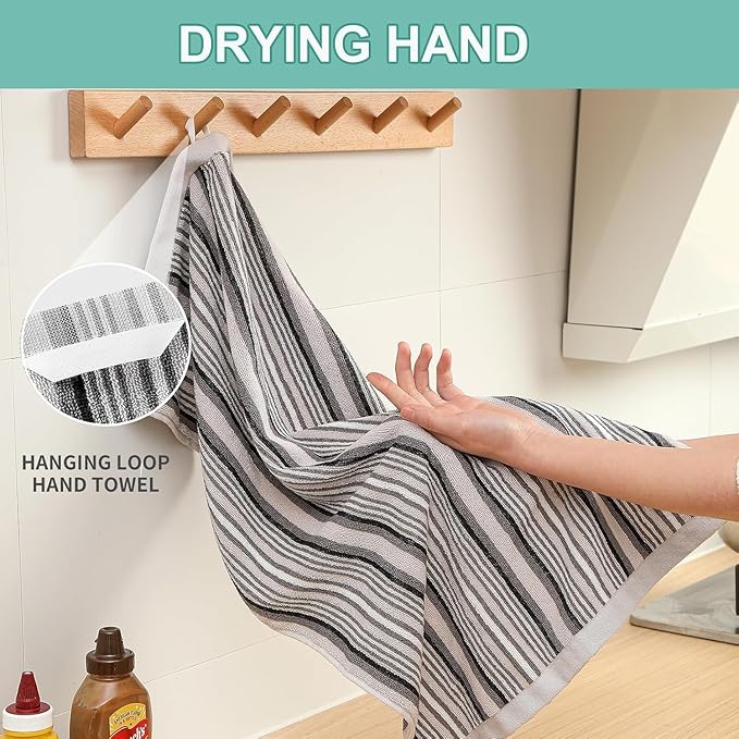 Kitchen Dish Towels for Drying Dishes, Large Cotton Kitchen Towels, Stripped