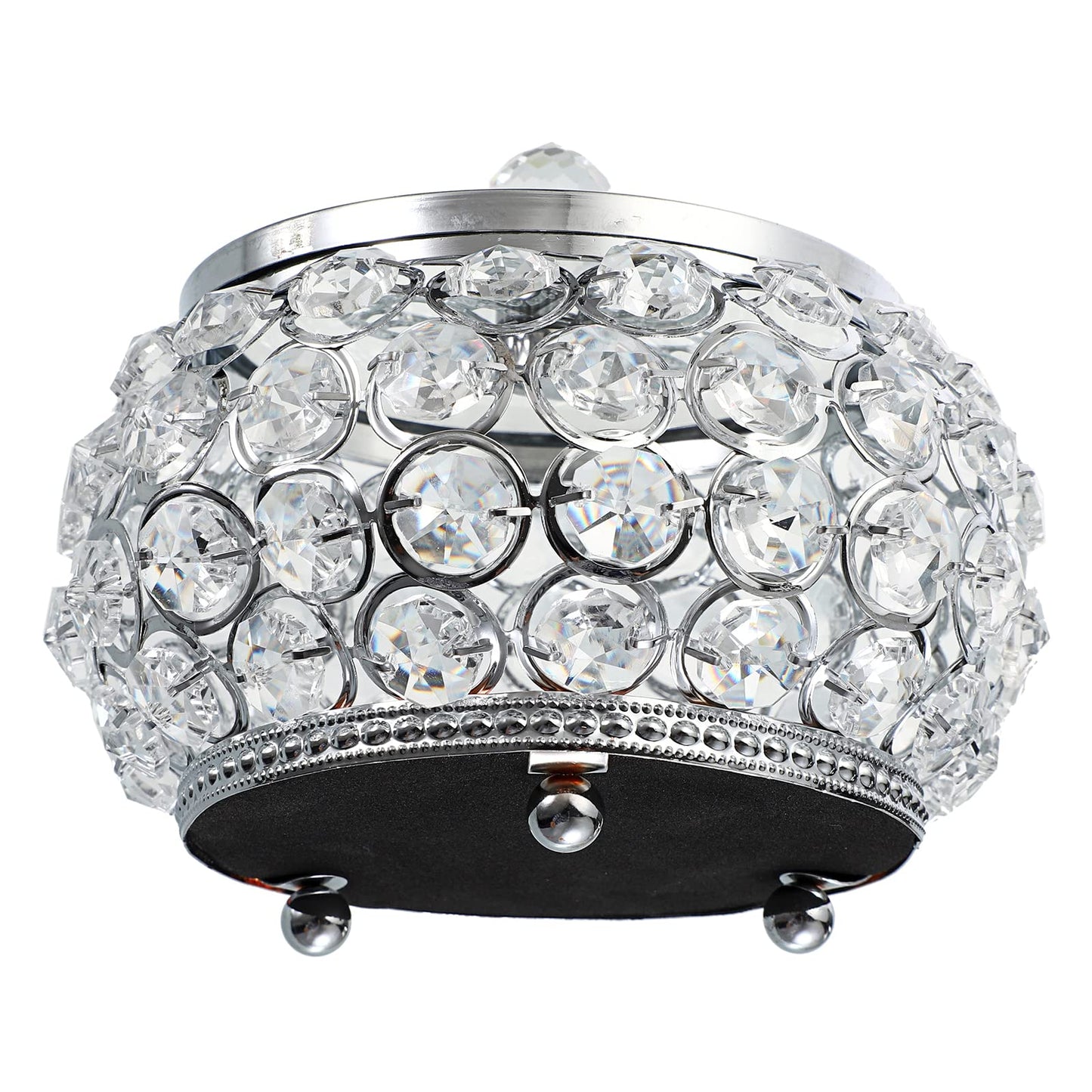 Hipiwe Crystal Jewelry Trinket Box with Glass Lid Silver Mirrored Treasure Box Decorative Jewelry Box Ring Earrings Necklace Storage Keepsake Box Gift for Women